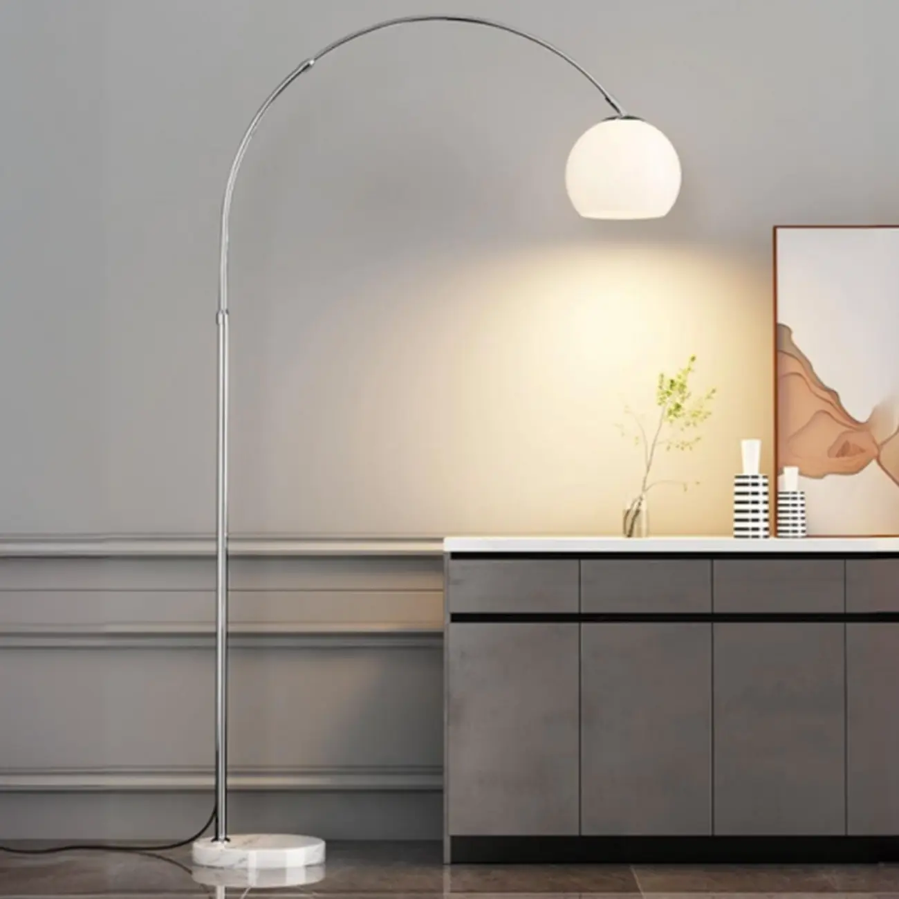 Modern Adjustable Arc Floor Lamp Plug-In for Living Room