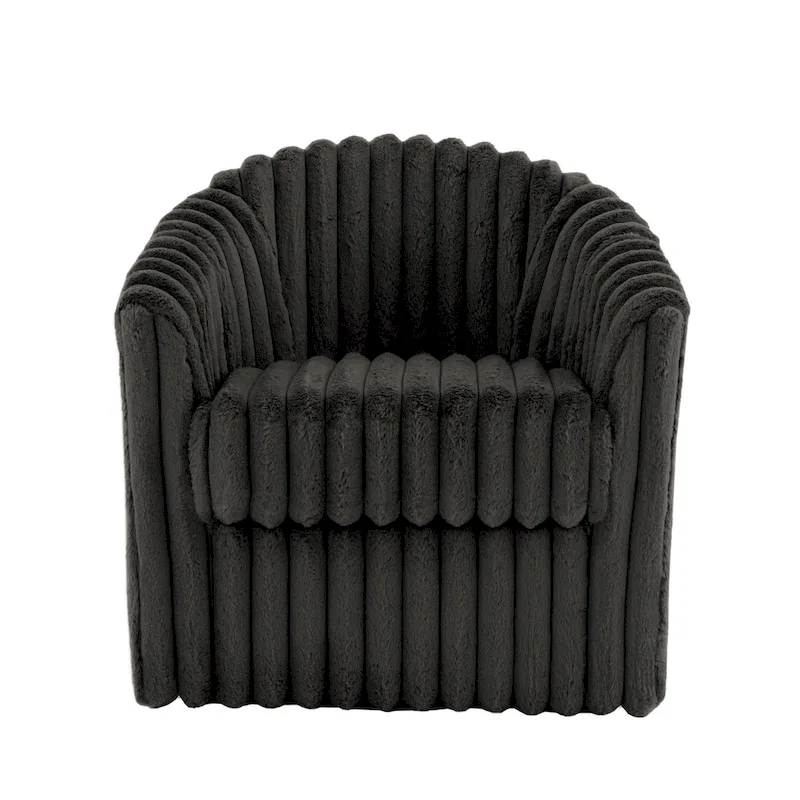 Faux Rabbit Fur 360-Degree Swivel Barrel Accent Chair