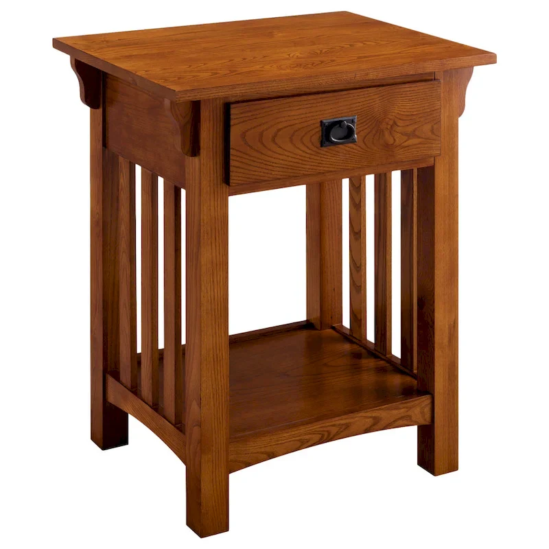 End Table with Drawer - Medium Oak, Mission Style, Single User