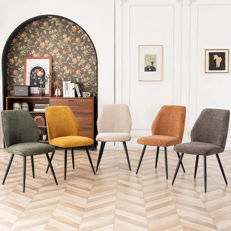 5-Color Armless Upholstered Dining Chair Set of 2