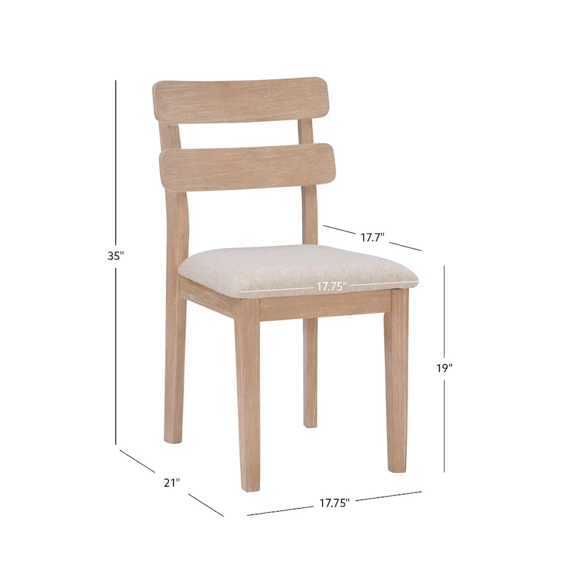 Natural & Black Farmhouse Ladder Back Dining Chair, Set of 2