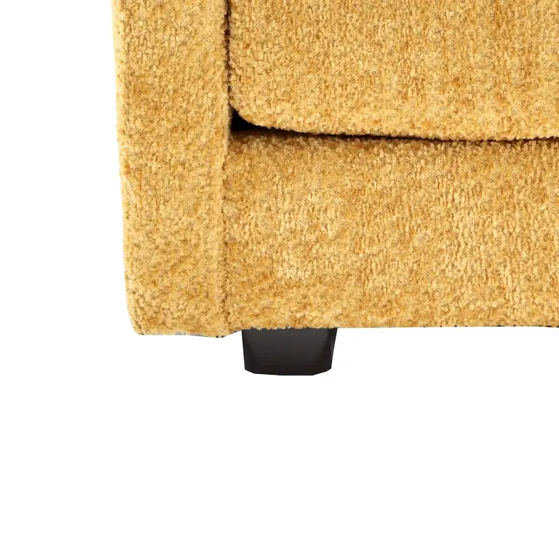 Yellow 112.2 L-Shaped 4-Seat Sectional Sofa in Modern Boucle Fabric with Removable Cushions and Detachable Armrests