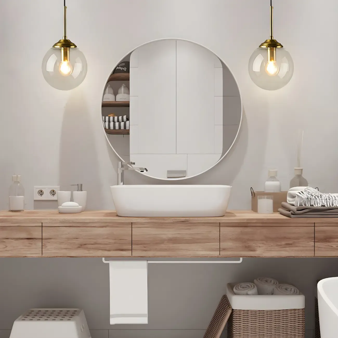 Modern Globe Glass Suspension Vanity Lamp for Bathroom Decor