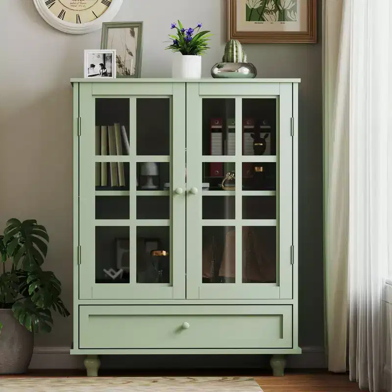 Okak Minimalism Sideboard Cabinet, Bufft Cabinet with 2 Doors and 3 Shelves, Storage Cabinet for Living Room, Dining Room, Kitchen