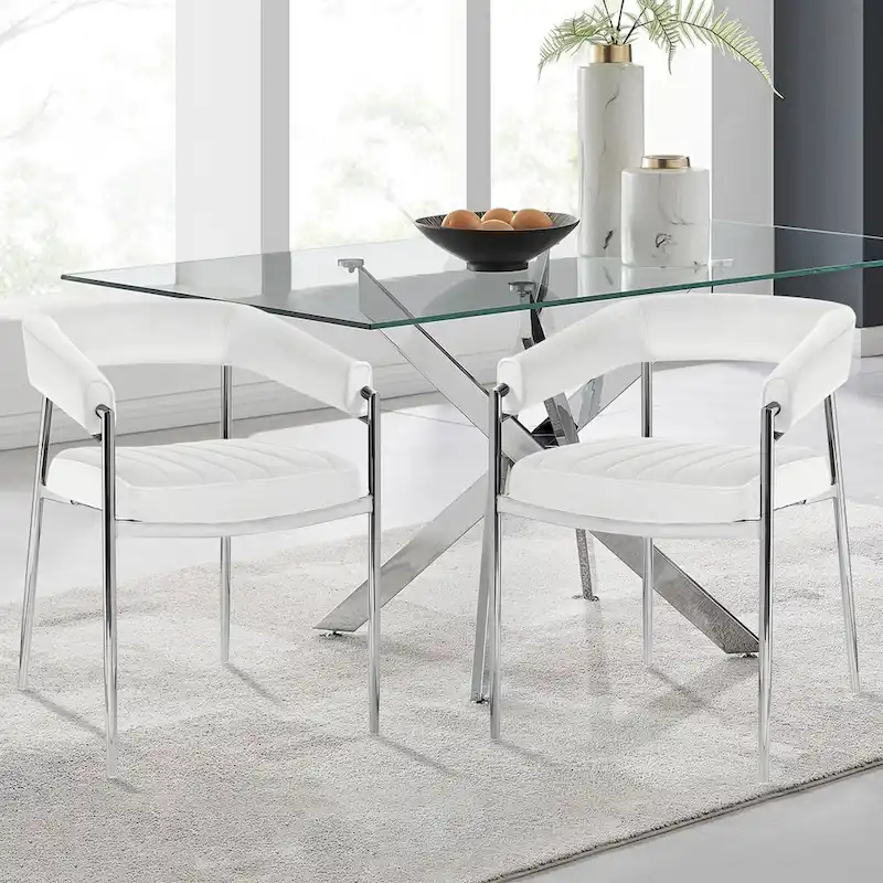 Velvet Dining Chair Arm Chair with Chrome Metal Legs