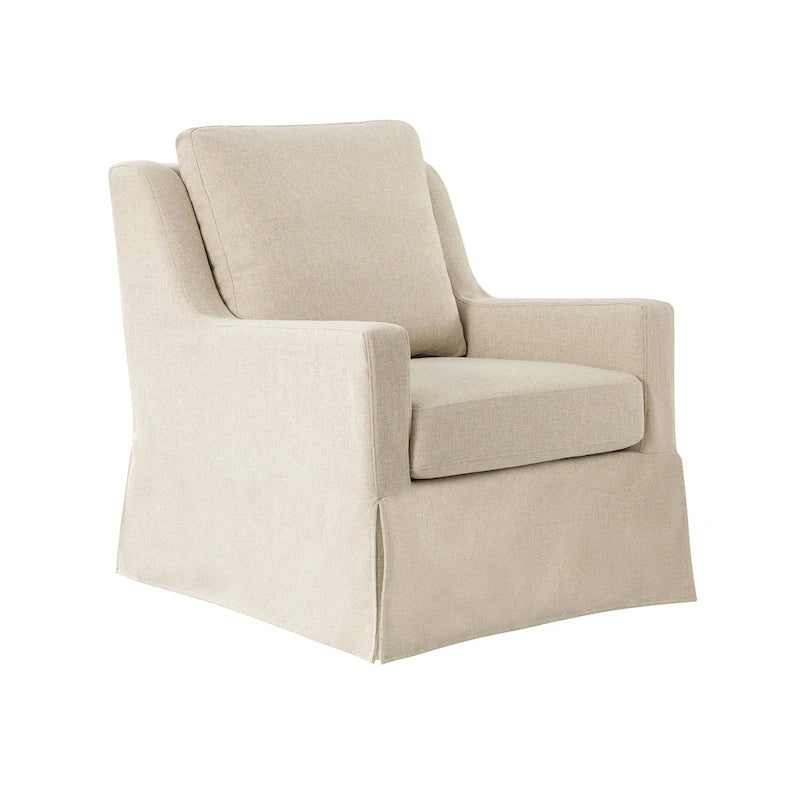 Stan Farmhouse Slipcover Rocking Swivel Chair by