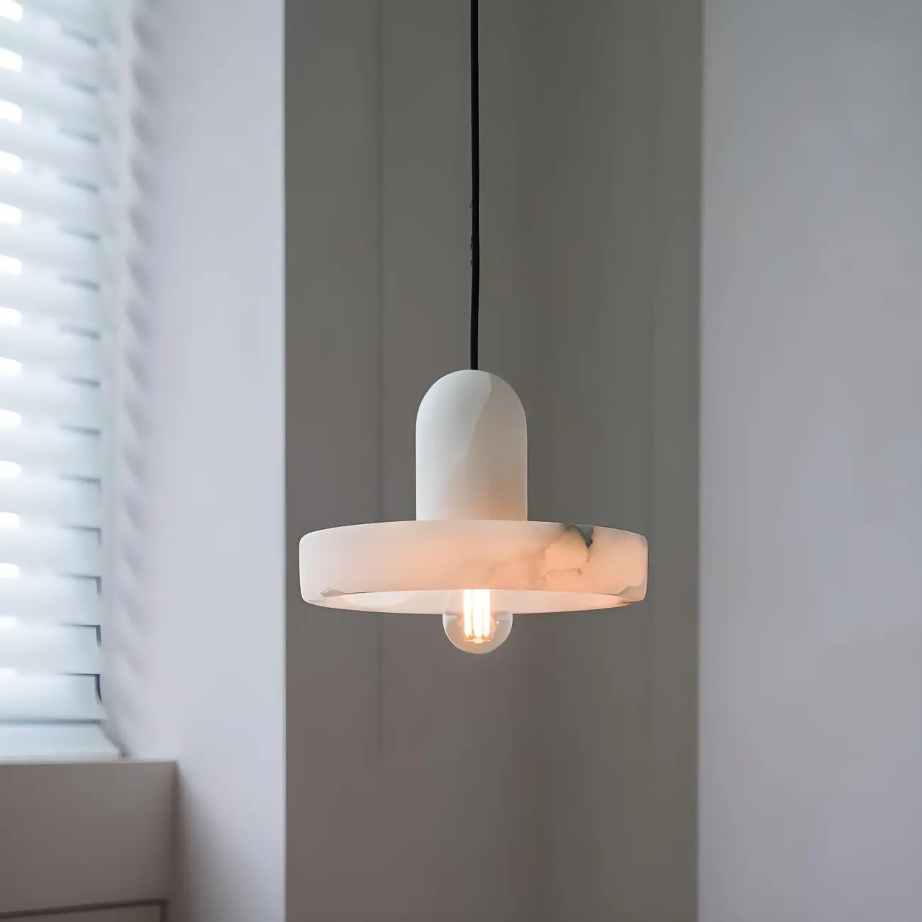Modern Pendant Chandelier with White Agate Shade