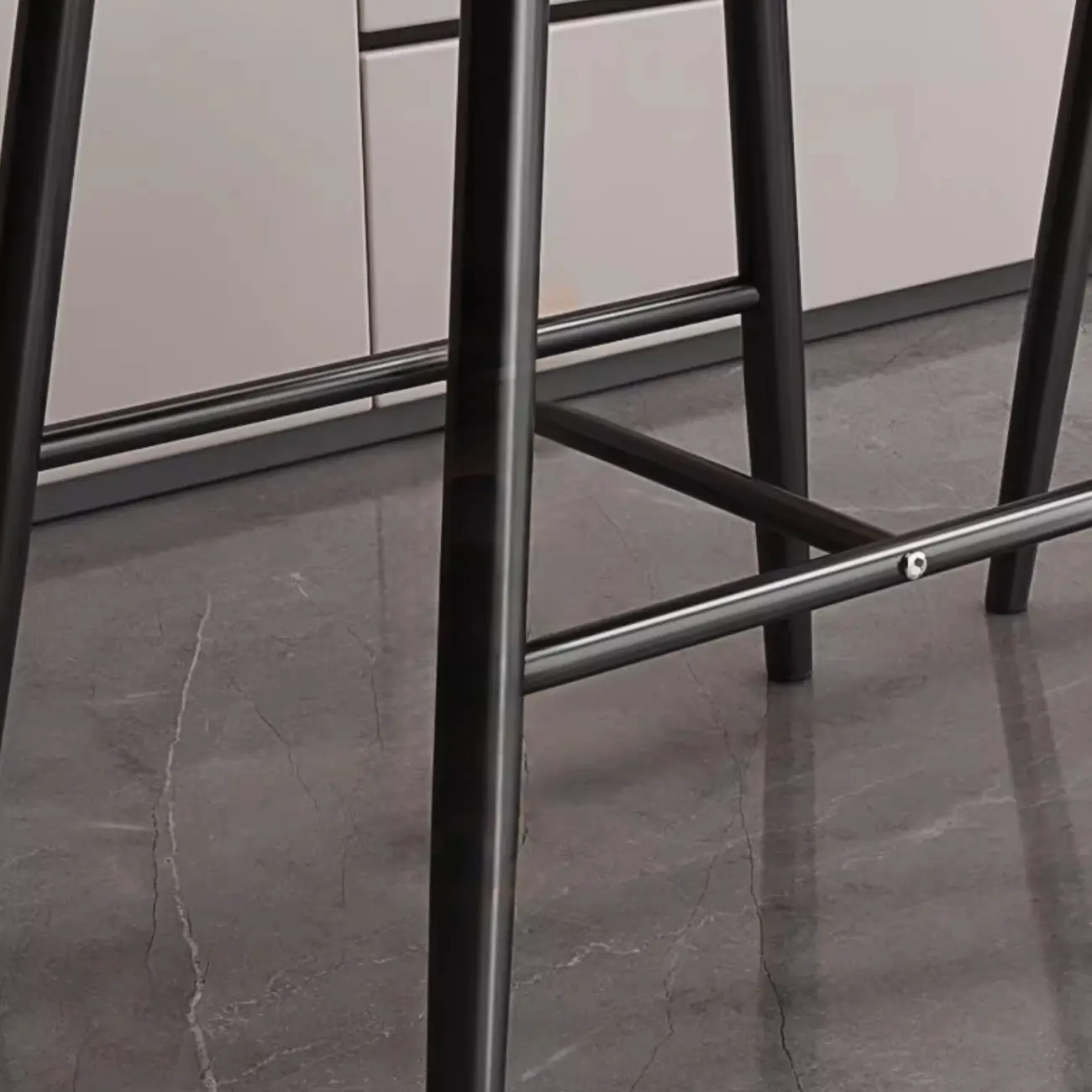 Modern Off-White Leather Curved Back Counter Bar Stools