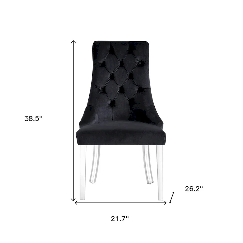 Set of 2 Tufted Velvet Dining Side Chairs with Nailhead Trim