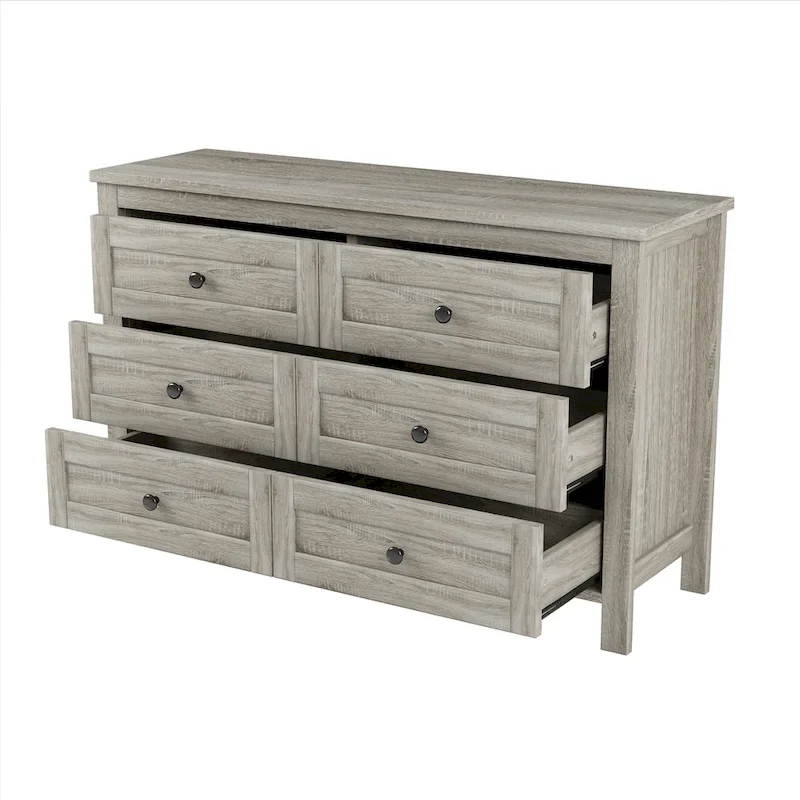 Farmhouse Style Wooden Dresser with 6 Drawer