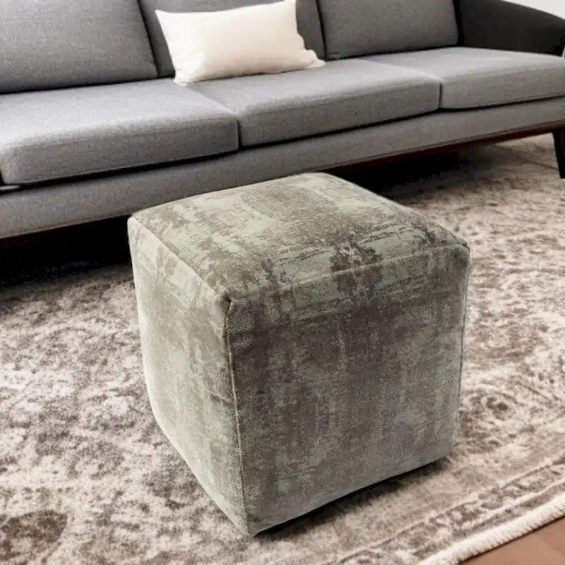 HomeRoots 18  Gray Abstract Pouf Ottoman