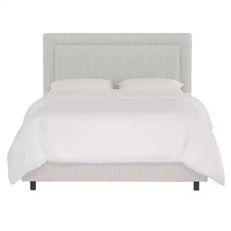 Skyline Furniture Empire Upholstered Bed in Oxford Striped Taupe