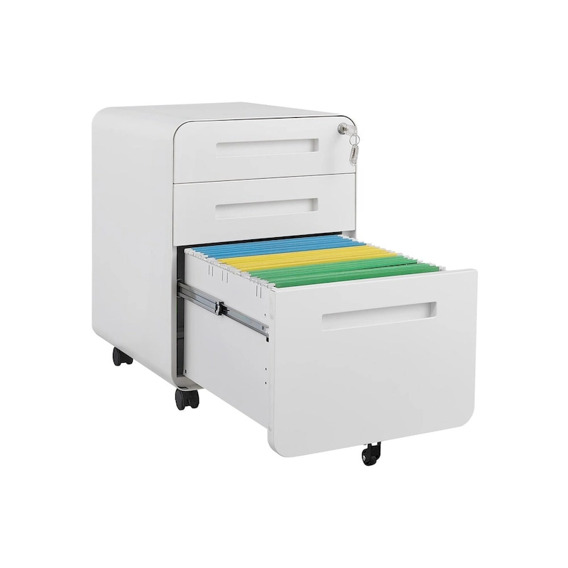 3 Drawer Mobile File Cabinet,Versatile Cabinet,5 Wheel Design Anti-Tilting Cold Rolled Steel Waterproof Moisture-Proof