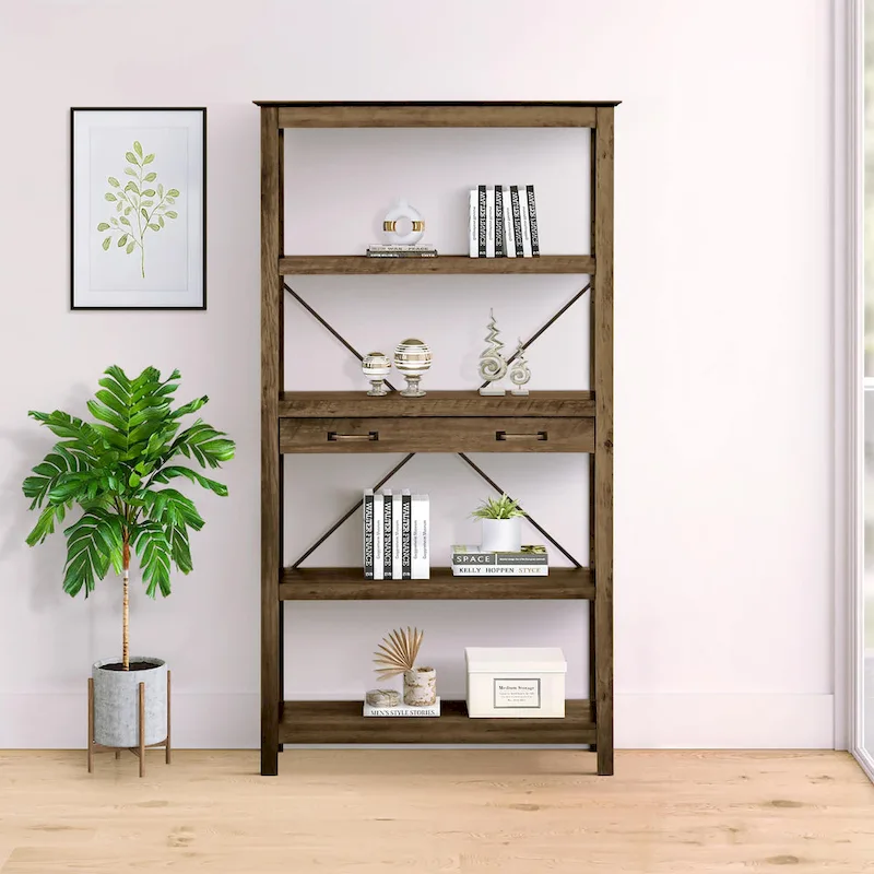 Saint Birch Honduras Transitional Four-Shelf Bookcase