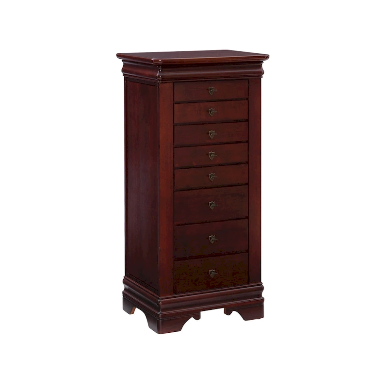 Flip-Top Wooden Jewelry Armoire with 8-Drawer - 42.75 - Brown