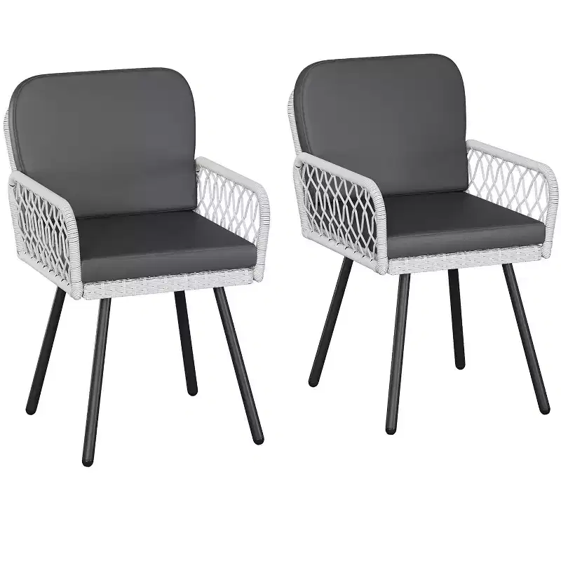 Dining Chairs Set of 4 - Metal Frame, for Indoor, Garden, Balcony, Deck,