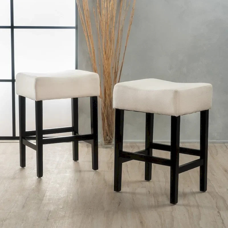 Padded Counter Stools with Fabric Upholstery, Set of 2