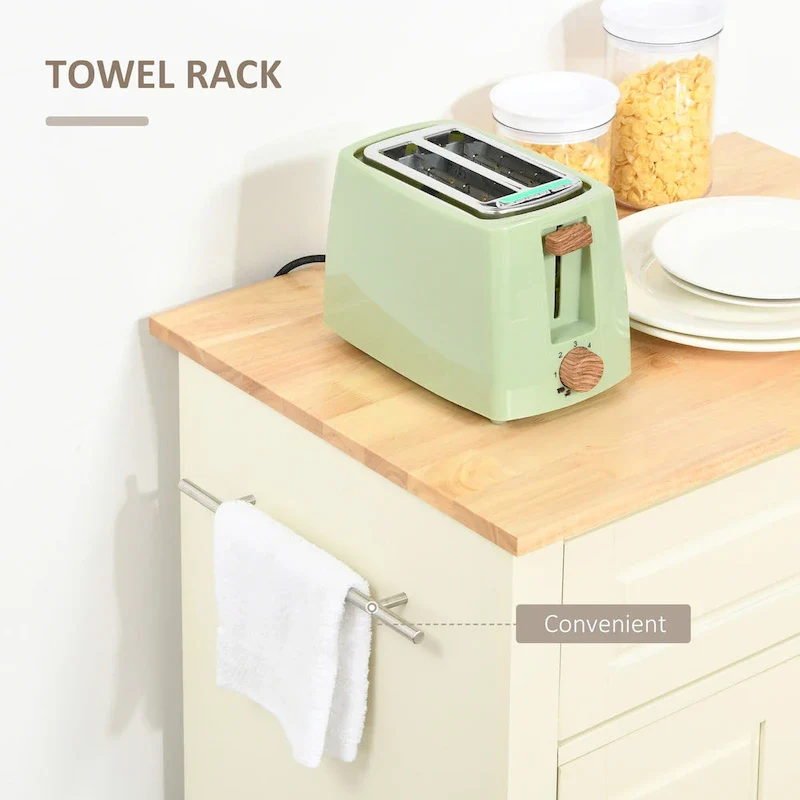 Rolling Kitchen Island Cart with Drawer and Cabinet - Black/Grey/Cream White