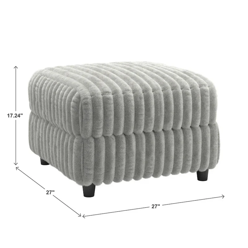 Veyron Furry Channel Fabric Down-filled L-Shape 4-Seat Modular Sectional Sofa with Ottoman by iNSPIRE Q Modern