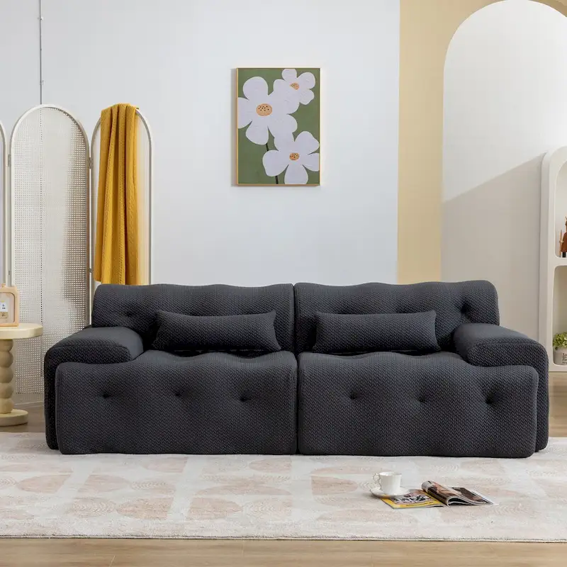 Beige / Black Foam & Spring Sofa Couch – Seats 1
