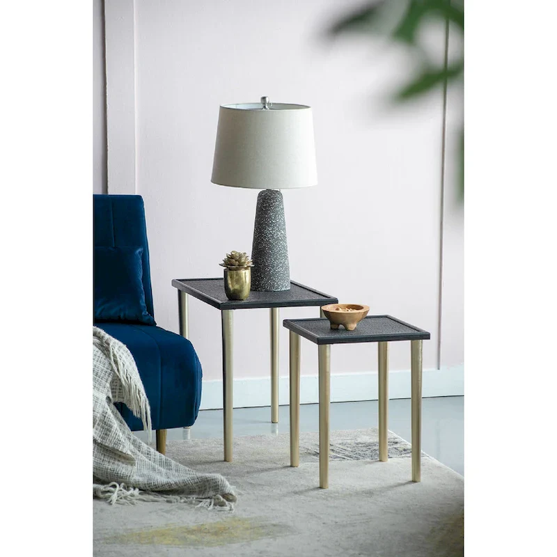 Two Tone Nesting Side Tables - Black/Gold