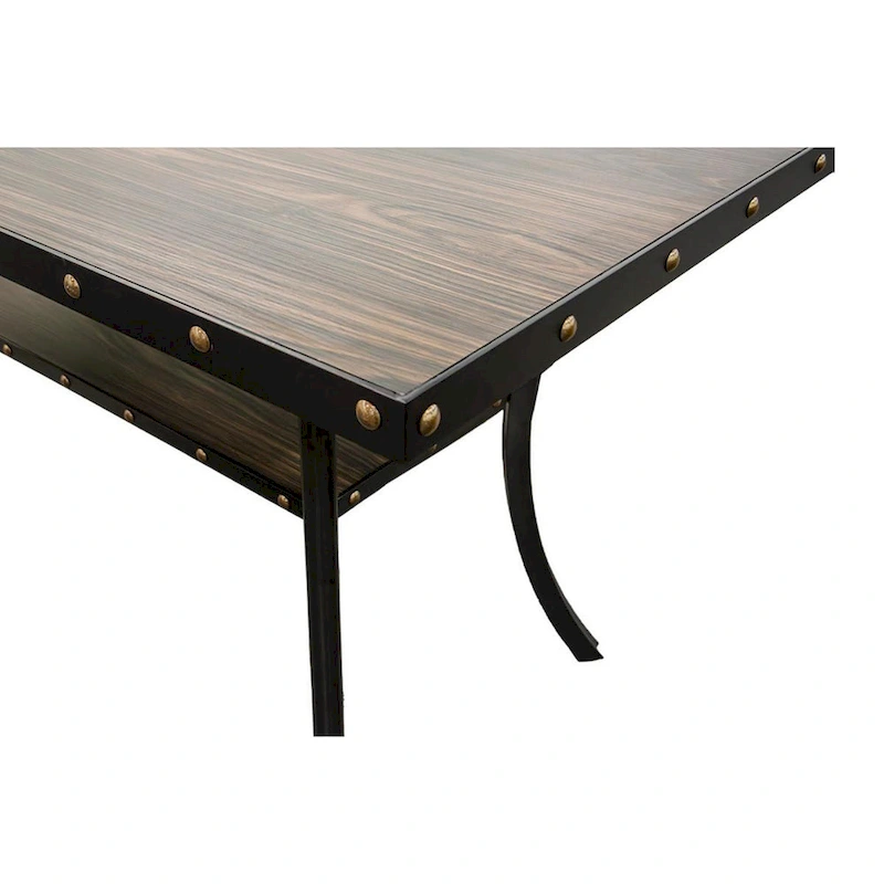 Sie 38 Inch Counter Height Table, Rectangular, Nailhead Trim, Black Wood