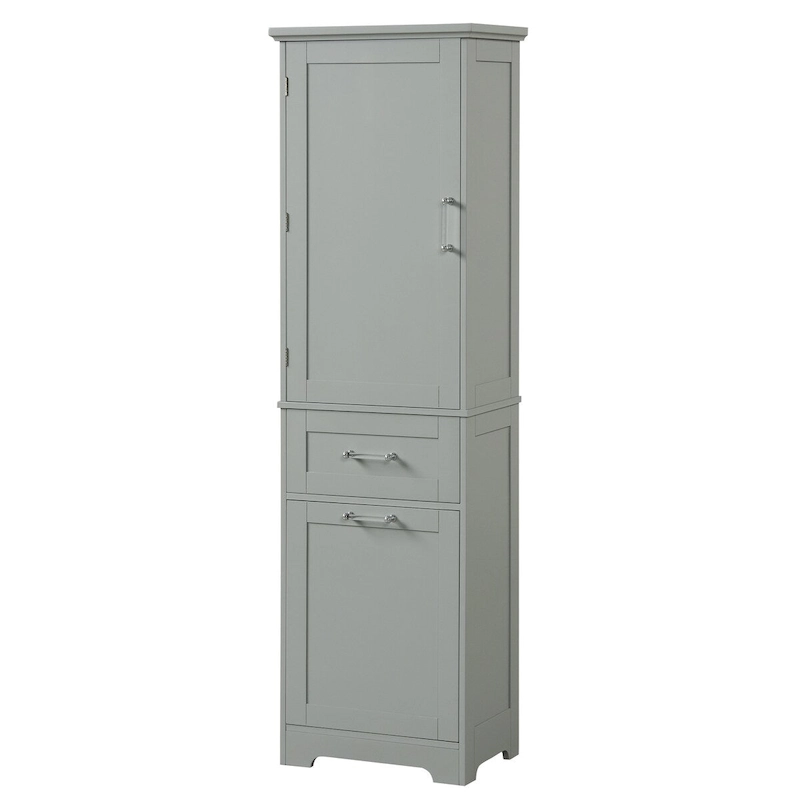 20 in. W x 13 in. D x 68.1 in. H Linen Cabinet with 2-Different Size Drawers and Adjustable Shelf