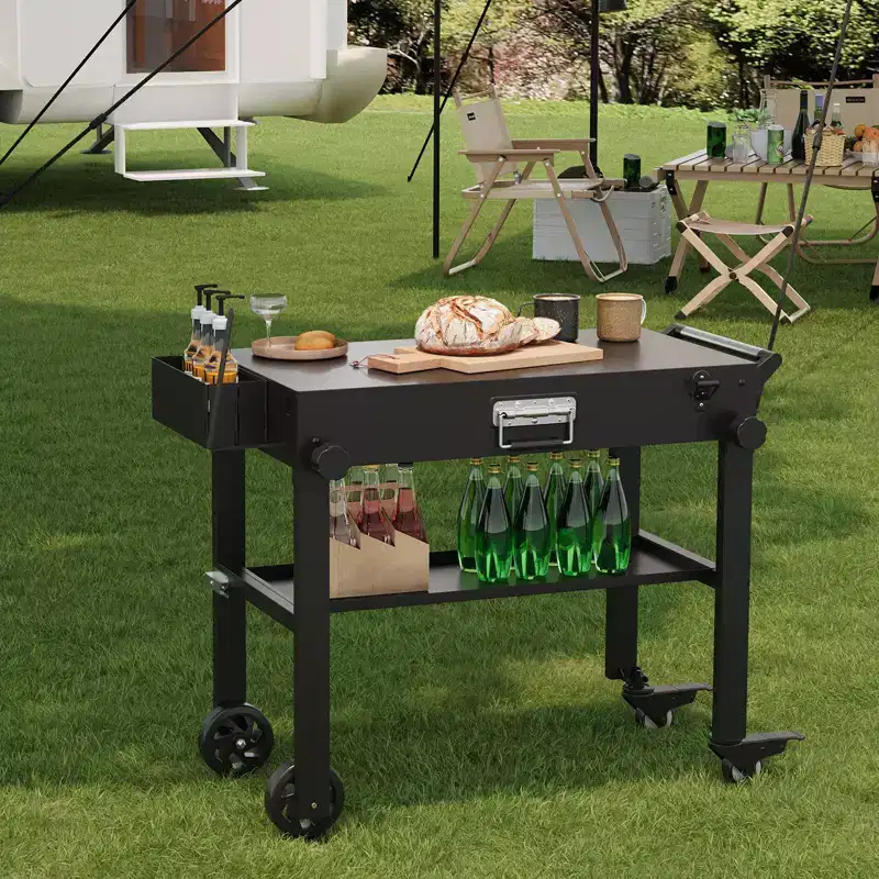 Outdoor Grill Cart, 440 LBS Outdoor Grill Table, 31x17 in Blackstone Griddle Stand, Portable Folding Cart with Wheels