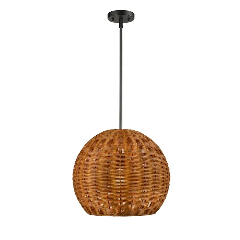 Millennium Lighting Elise Natural Rattan 1 Light Dome Pendant Fixture