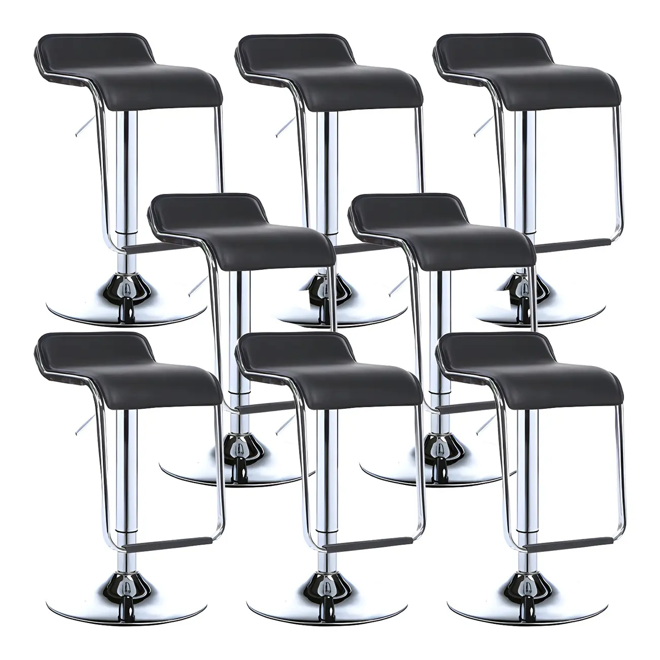 Modern Pedestal Swivel Bar Stool Adjustable Height Low Back Faux Leather