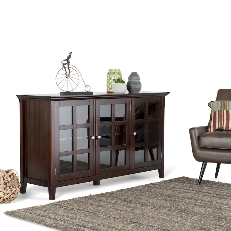 Solid Wood 62 Inch Wide Transitional Wide Storage Cabinet - 62w x 18d x 34h