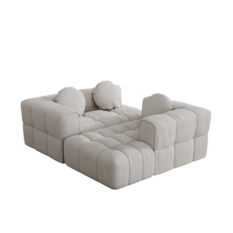 103 L-Shaped Chenille Sectional Sofa with Left Recliner & Pillows