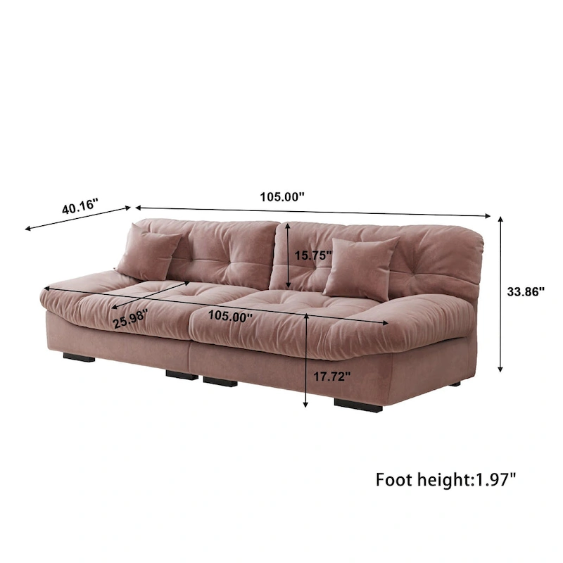 105  Minimalism Cloud Sofa Loveseat with Two Pillow