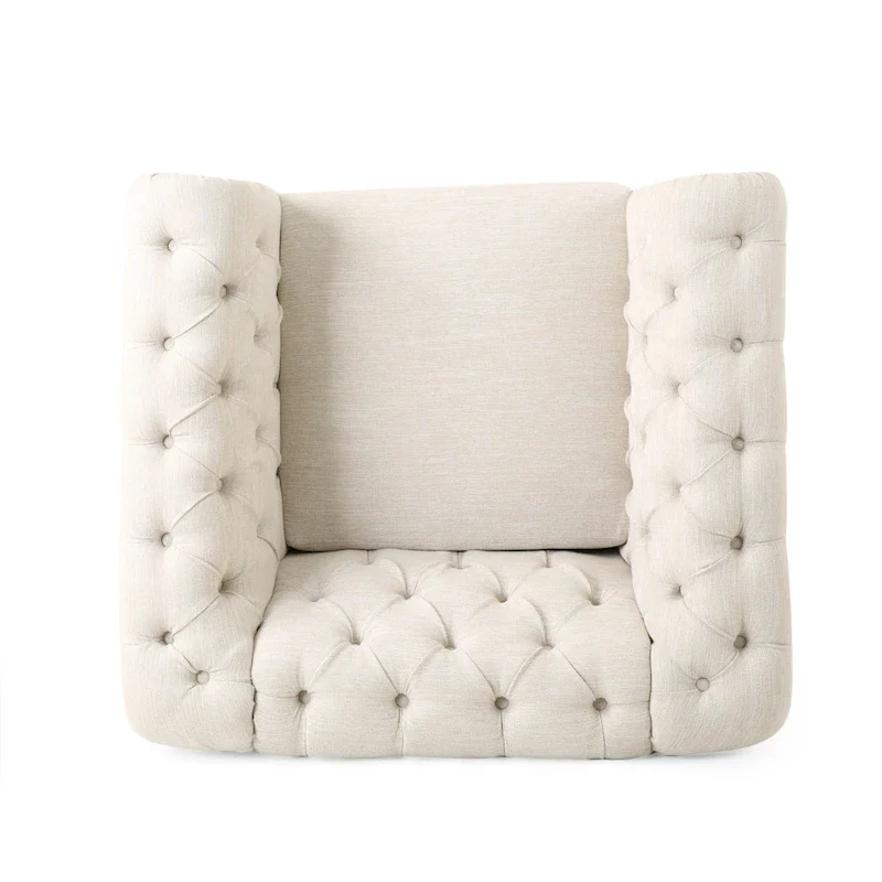 Button Tufted Club Chair with Nailhead Trim