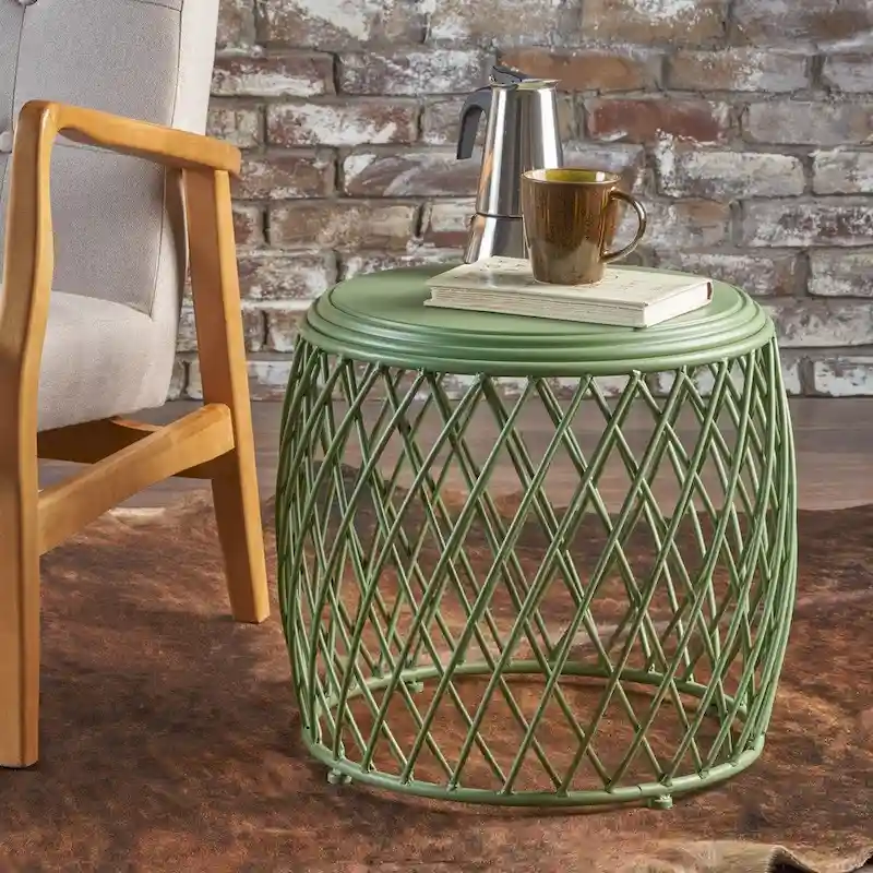 Bryony 19-inch Round Lattice Side Table