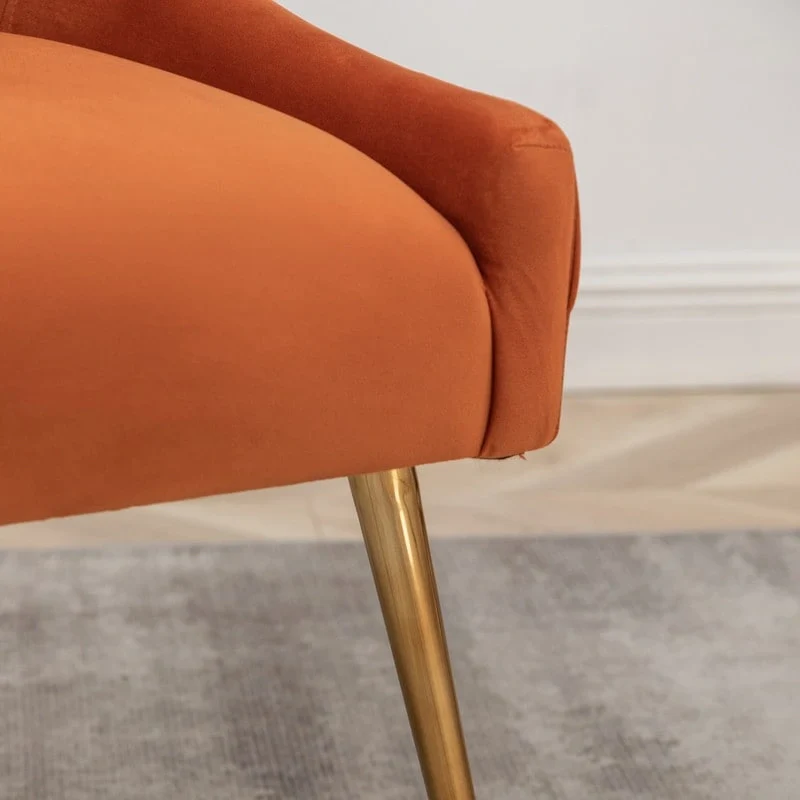 Mid Century Velvet Accent Dining Chair Set of 2 with Rear Handle