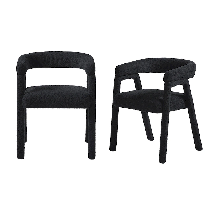 Middlebrook Modern Boucle Curved Solid Wood Dining Chair (Set of 2)
