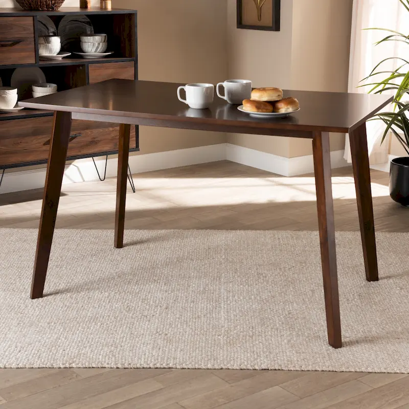 Mid-Century Modern Rectangular Wood Dining Table – Seats 4, Walnut Finish