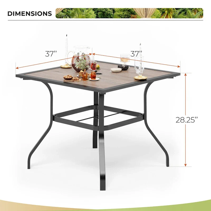 5-Pieces Patio Dining Set, Including 1 Steel Frame Table with Umbrella Hole and 4 C spring Patio Chair