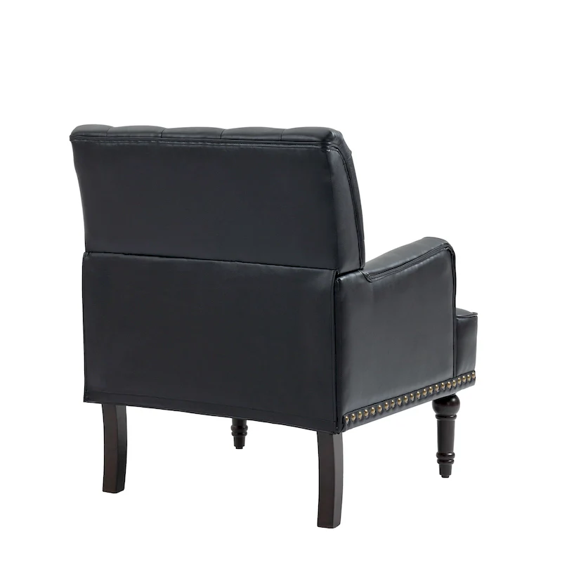 Tufted Vegan Leather Accent Chairs Armchairs with Nailhead Trim