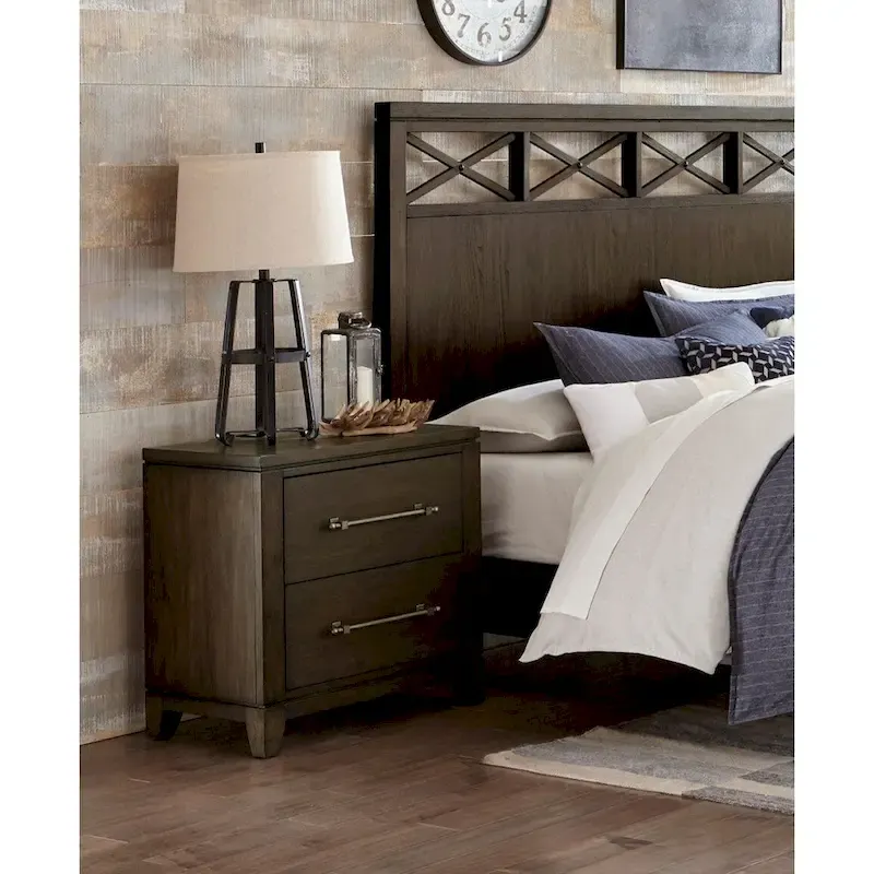Modern Contemporary Dark Brown 5pc Bedroom Set Bed Nightstands Dresser Mirror