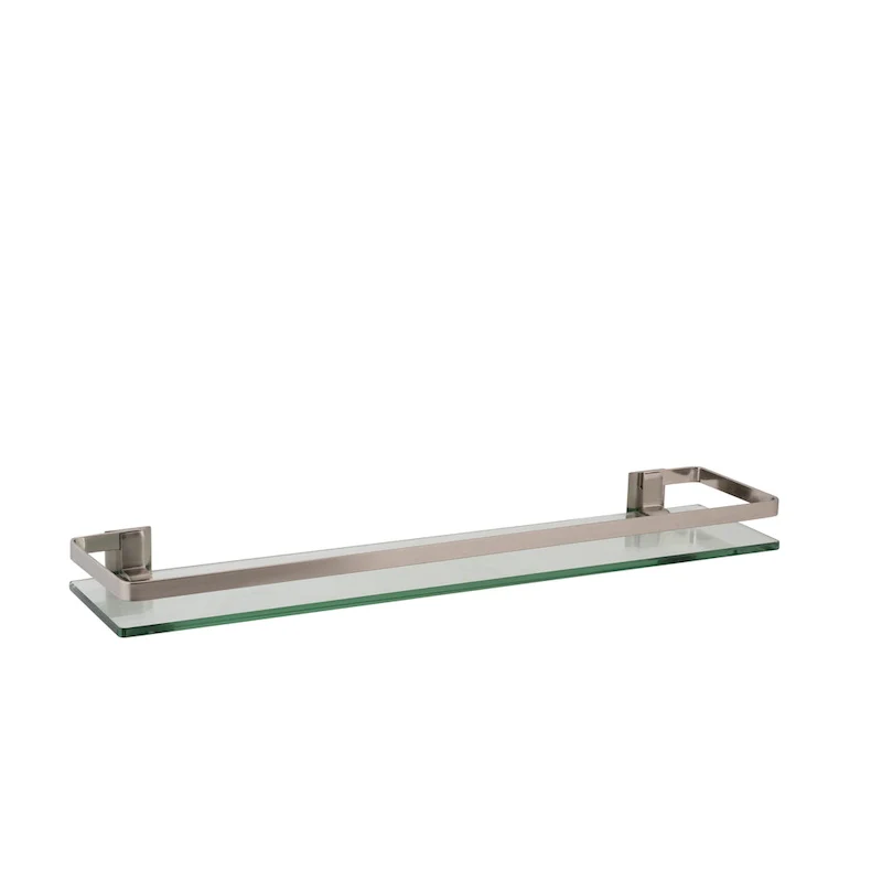 Organize It All Glass Shelf with Rail in Nickel - 23.00 x 5.50 x 2.00