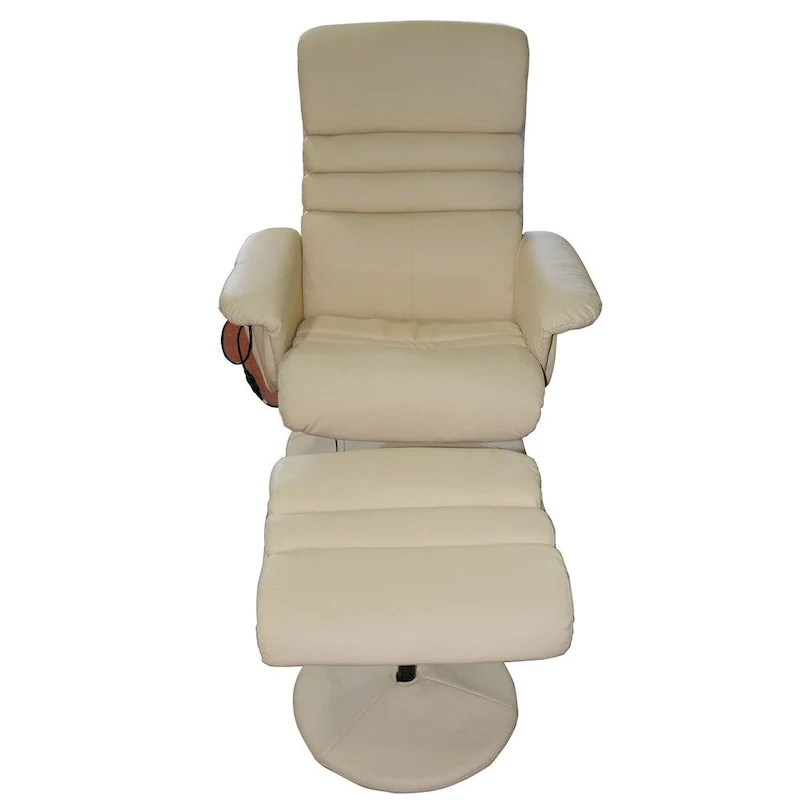 White Recliner Armchair with Ottoman, 1-Seater