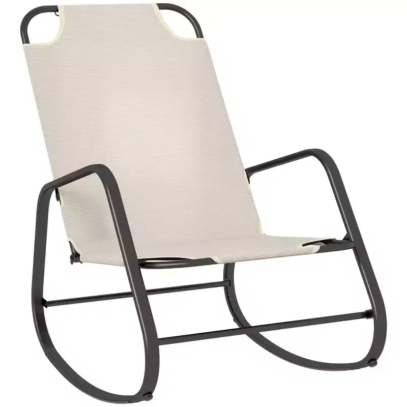Outsunny Garden Rocking Chair, Outdoor Indoor Sling Fabric Rocker for Patio, Balcony, Porch