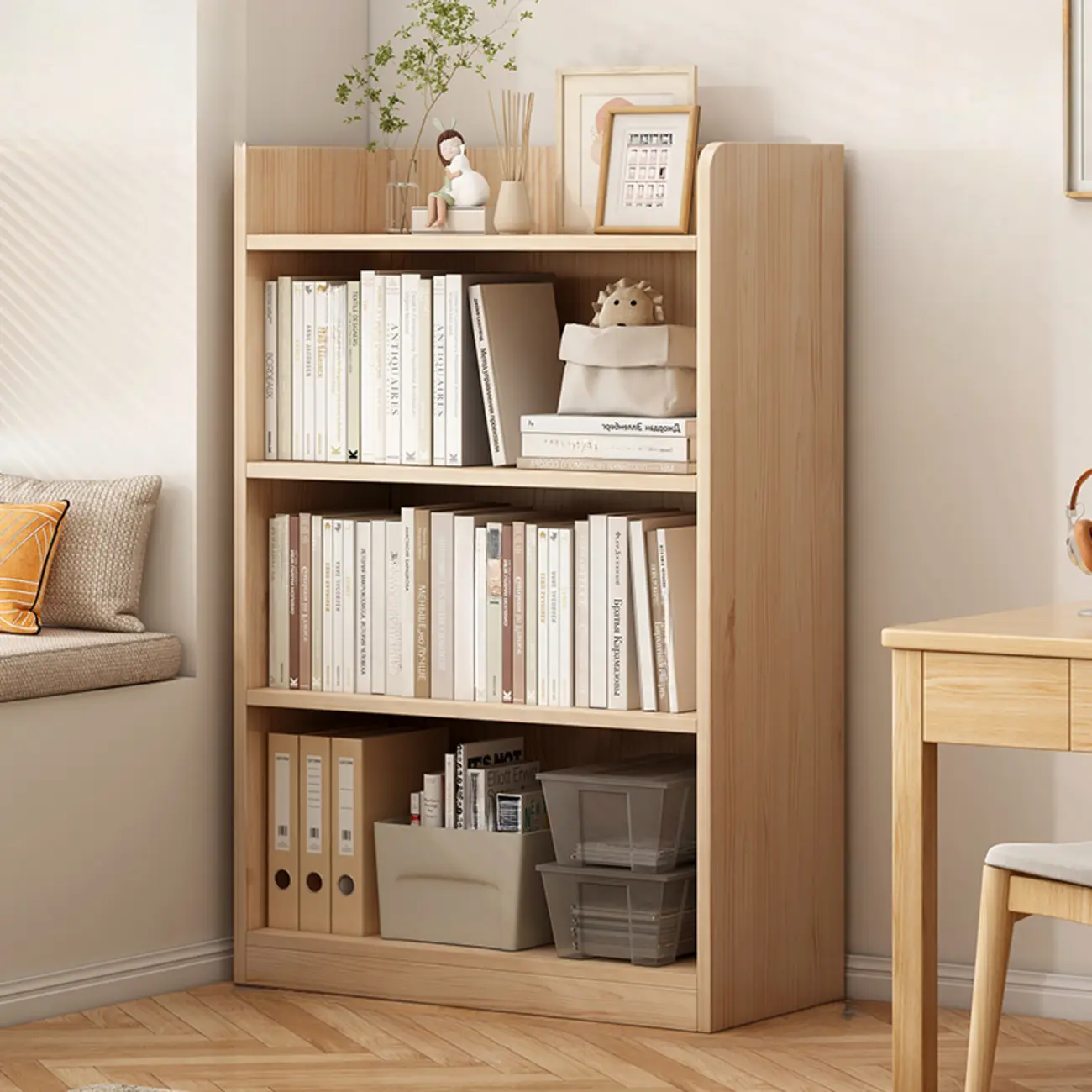 Natural Pine Vertical 6-Tier Barrister Closed Back Bookcase