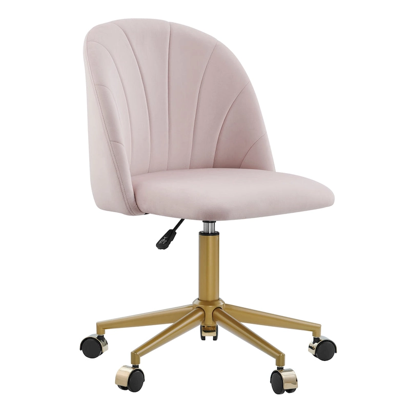 Aubrie Velvet Curved Swivel Desk Chair
