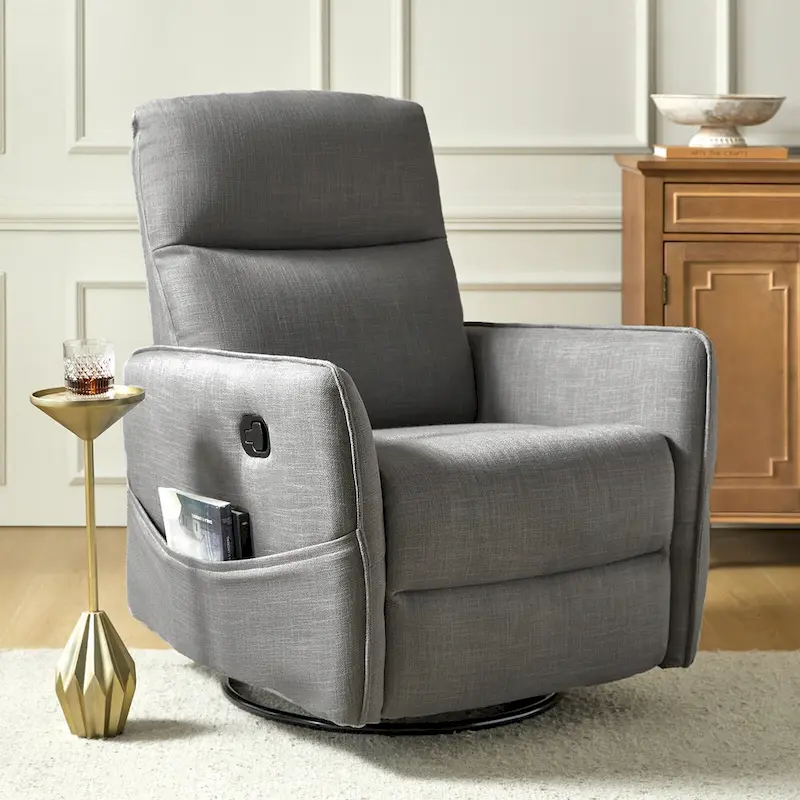 Curtis Rocker Swivel Recliner with Two Side Pockets by