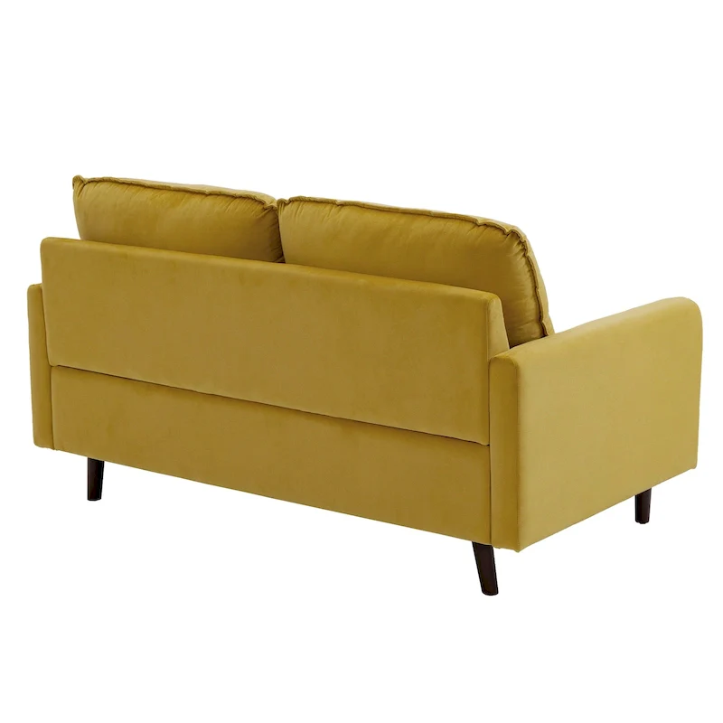 Modern Loveseat Velvet Wood Legs Sofa