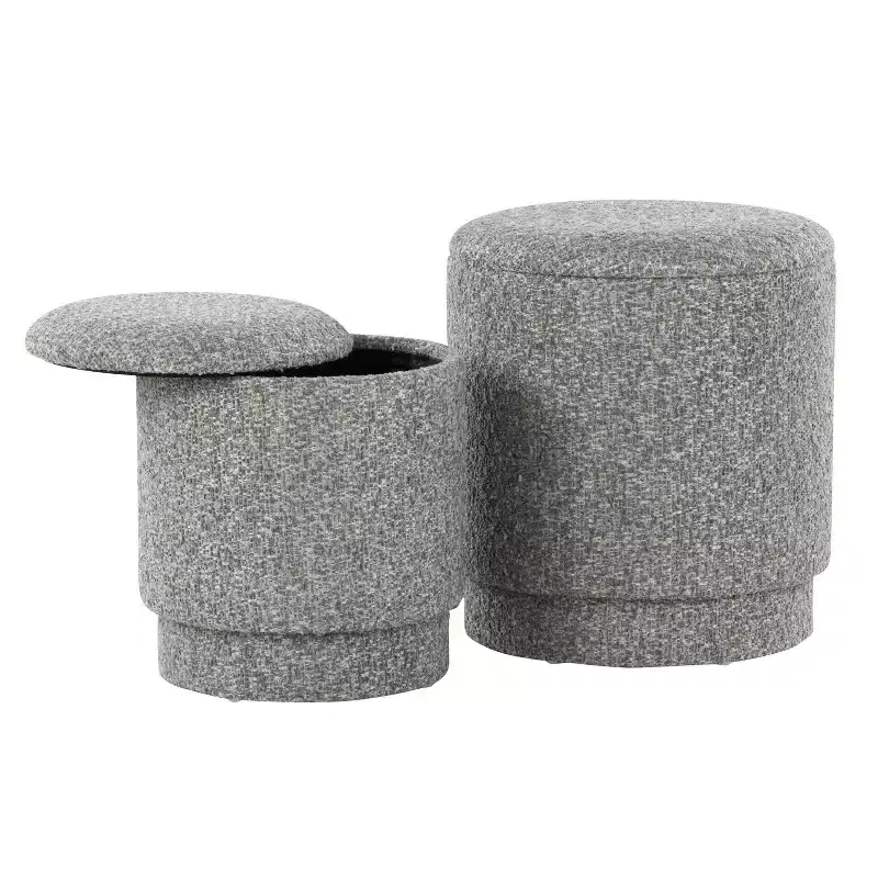 LumiSource Marla Upholstered Ottoman Set Fabric