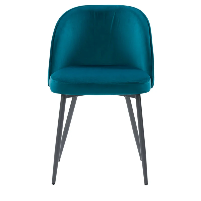Blue / Teal / Beige Velvet Upholstered Dining Chair – Single Seat